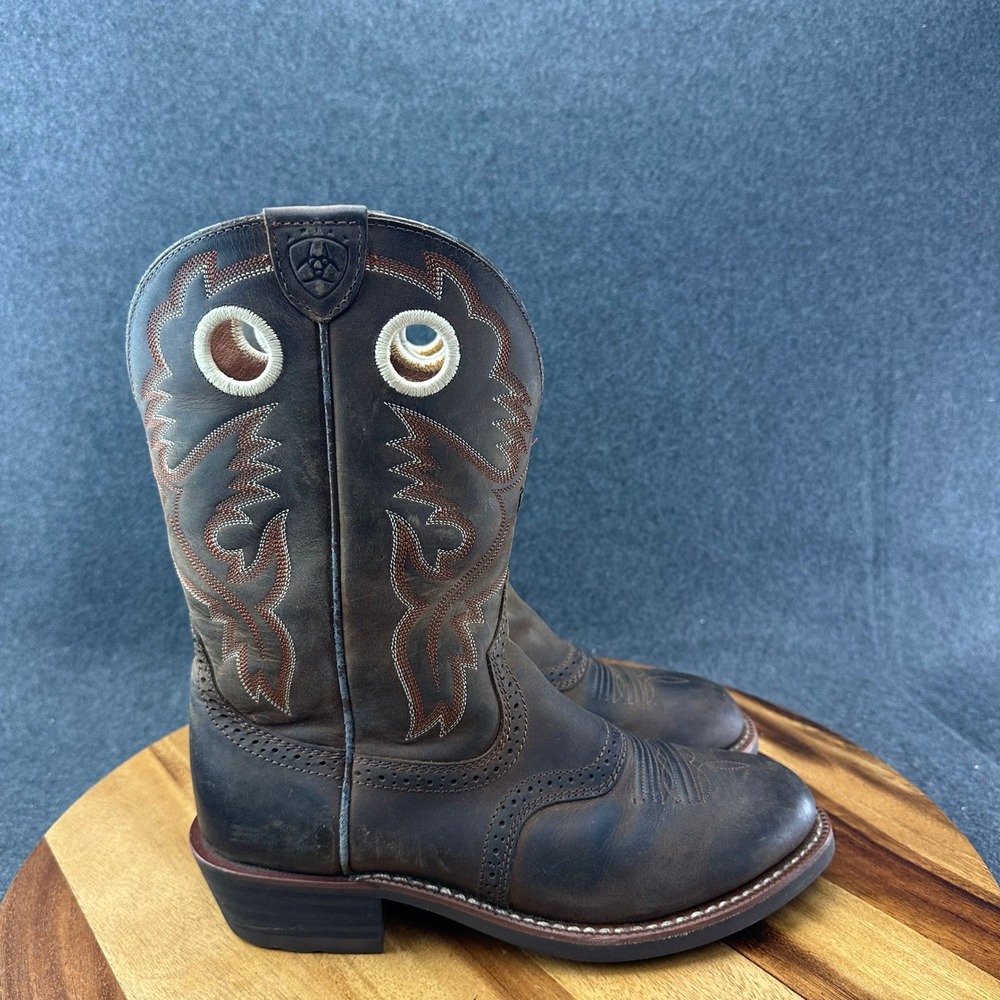Ariat Women's Heritage Roughstock Size 8 Wide Antique Brown Leather Cowboy Boots